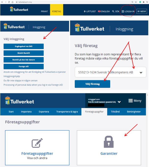 E-Tjänsten "Garantier"
