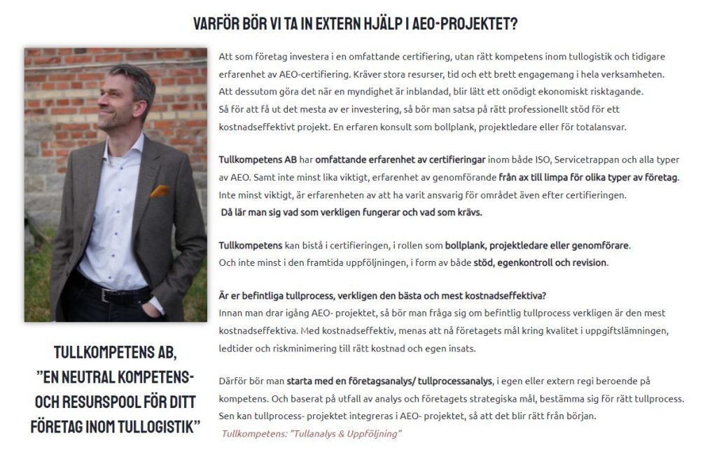 Tullkompetens AB om AEO