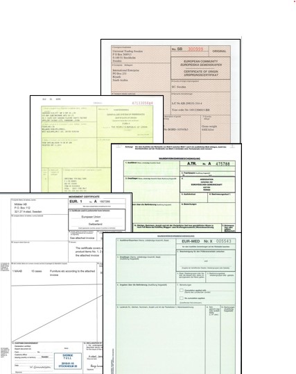 Ursprungsdeklaration - certifikat